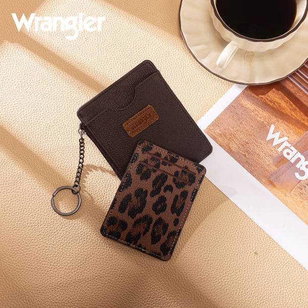 Wrangler Small Card Case Wallet Key Chain/Detachable Card Holder - Coffee