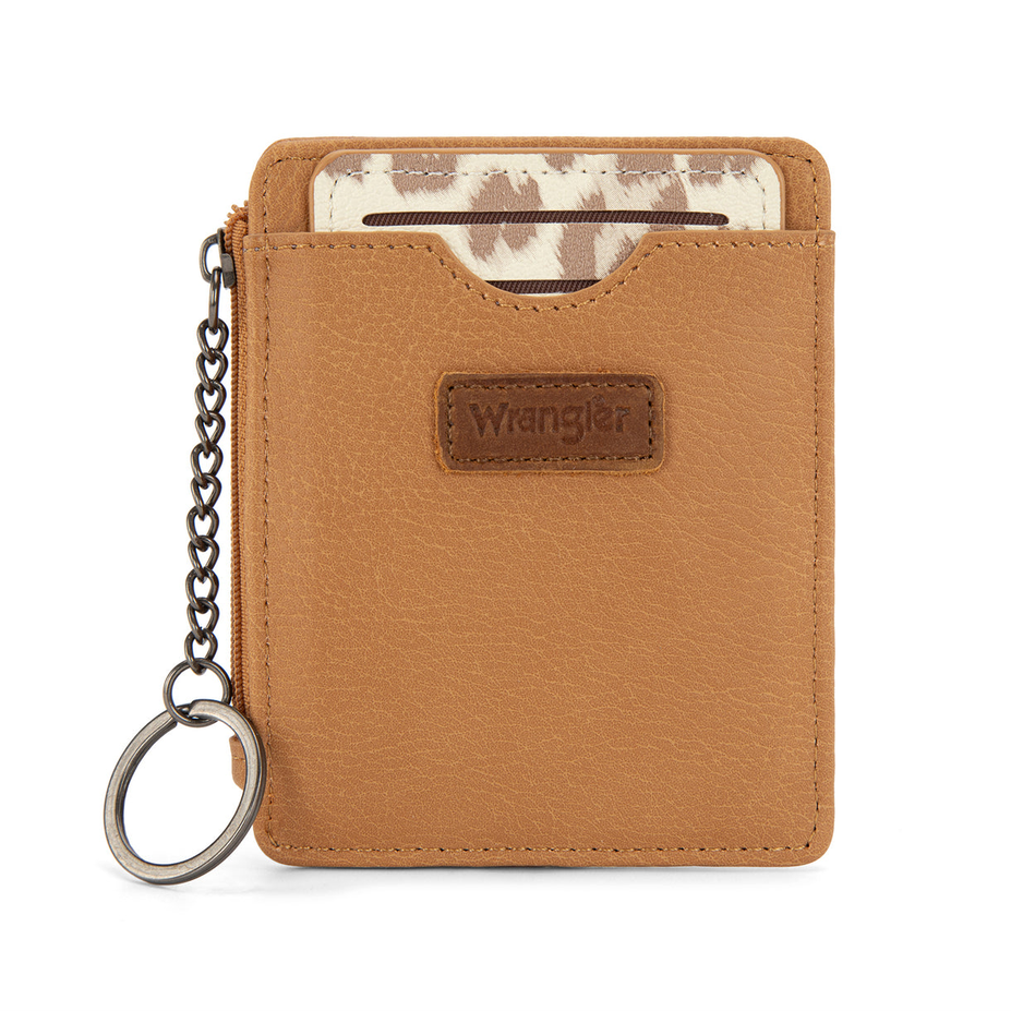 Wrangler® Tan RFID Card Wallet with Detachable Leopard Card Holder