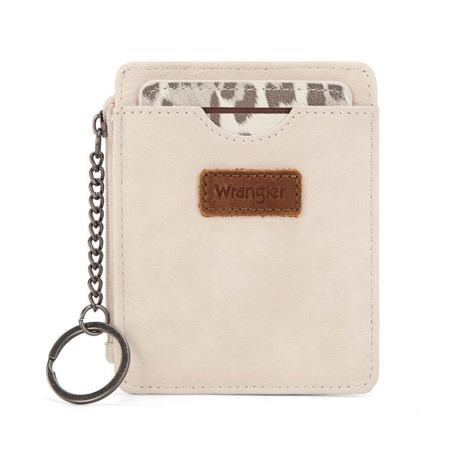 Wrangler® Beige RFID Card Wallet with Detachable Leopard Card Holder