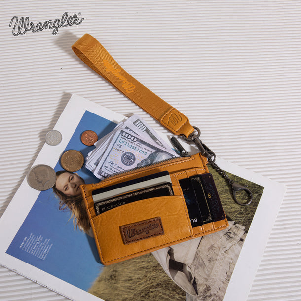 Wrangler® Mustard Key Chain Wristlet Card Wallet