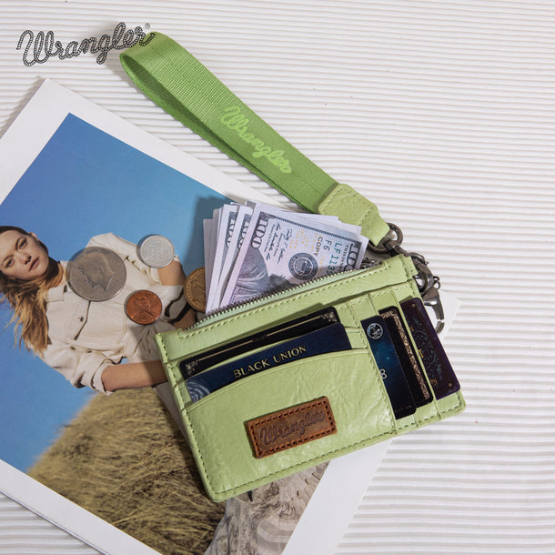 Wrangler Light Green Key Chain Wristlet Card Wallet