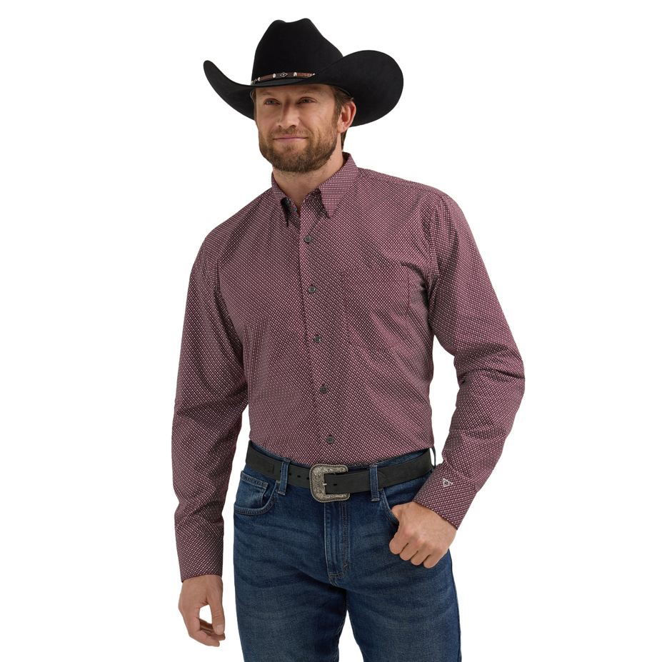 Wrangler Men's Cody Johnson Burgundy Button Down Shirt