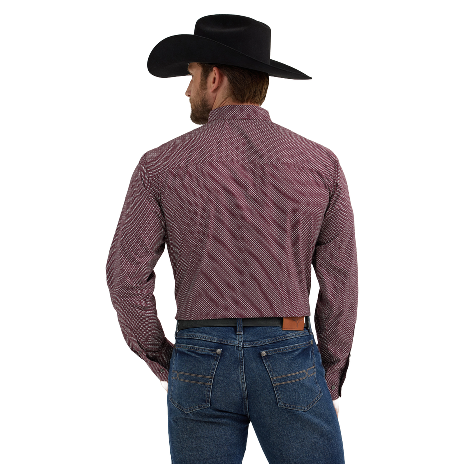 Wrangler Men's Cody Johnson Burgundy Button Down Shirt