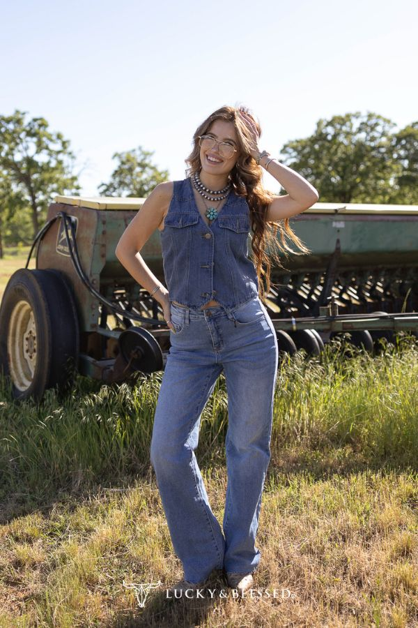 Classic Mid Wash Denim Vest