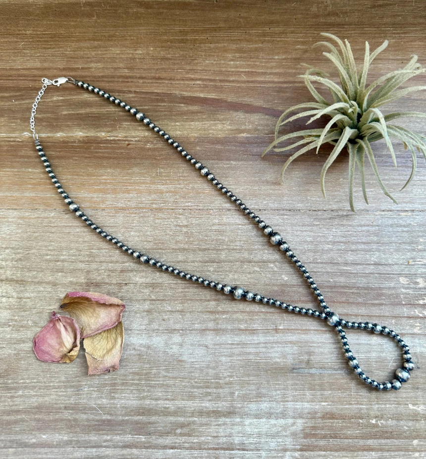 17" Graduated Sterling Silver Pearls Hoop Necklace