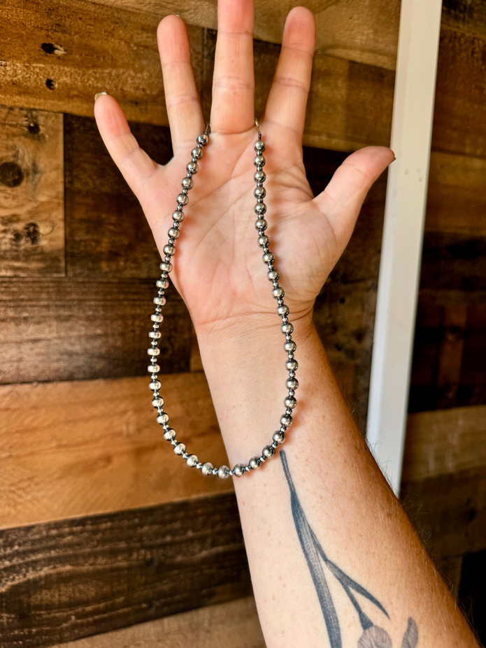 14 inch Choker Alternating Sterling Silver Pearl Necklace