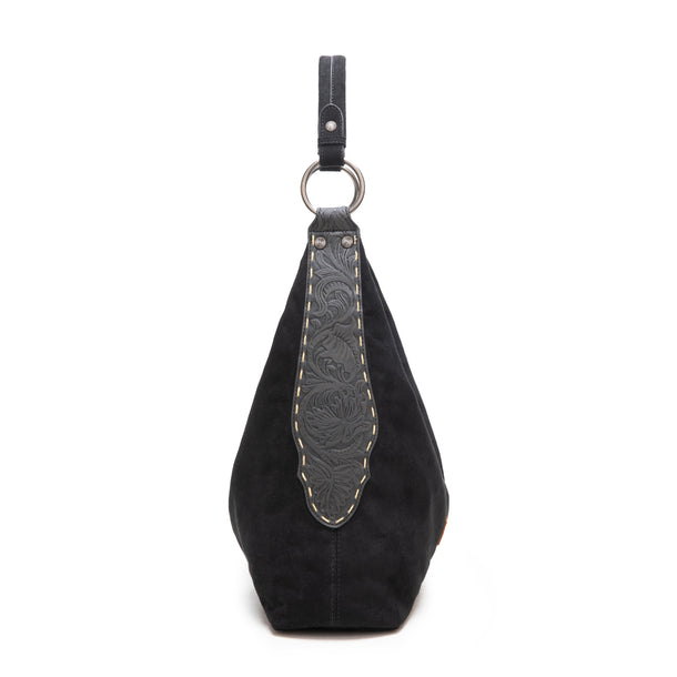 Wrangler Floral Tooled Hobo Bag – Black