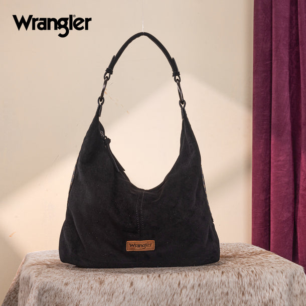 Wrangler Floral Tooled Hobo Bag – Black