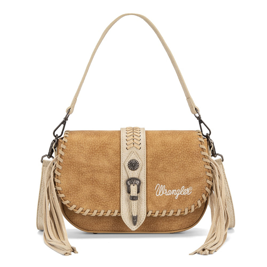 Wrangler Braided Tassel Saddle Crossbody Bag - Brown