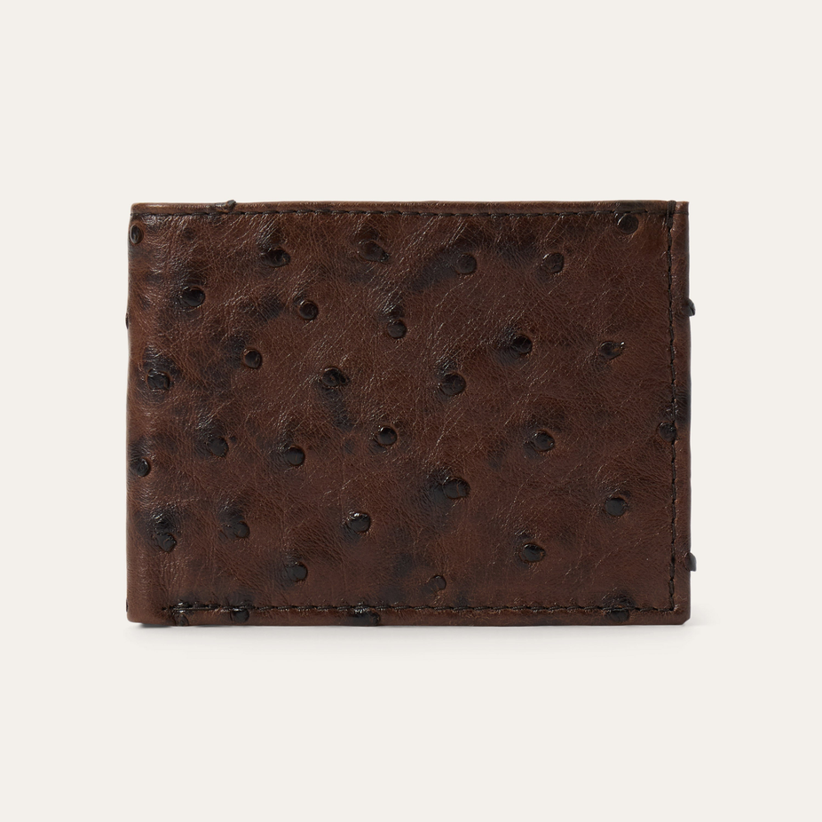 Stetson Ostrich Bi-Fold Wallet - Mocha Brown