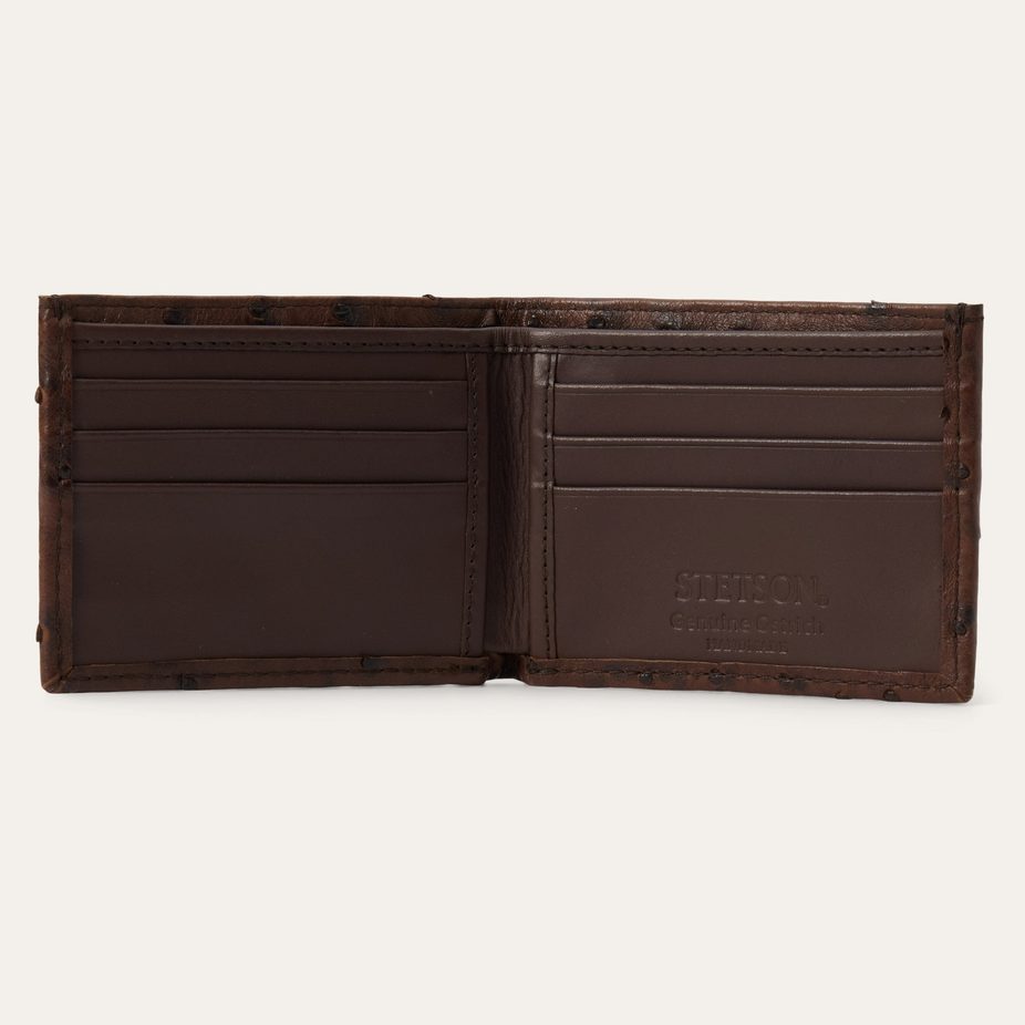 Stetson Ostrich Bi-Fold Wallet - Mocha Brown