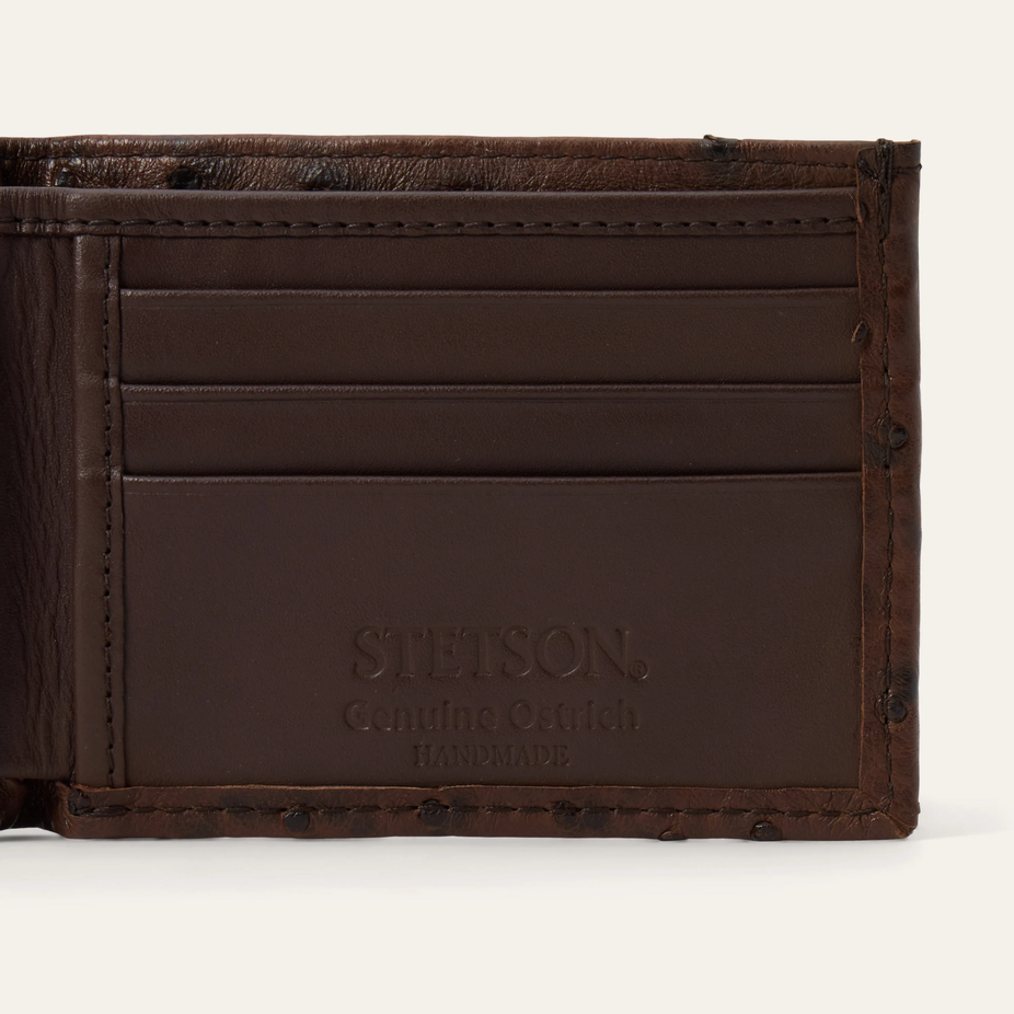 Stetson Ostrich Bi-Fold Wallet - Mocha Brown