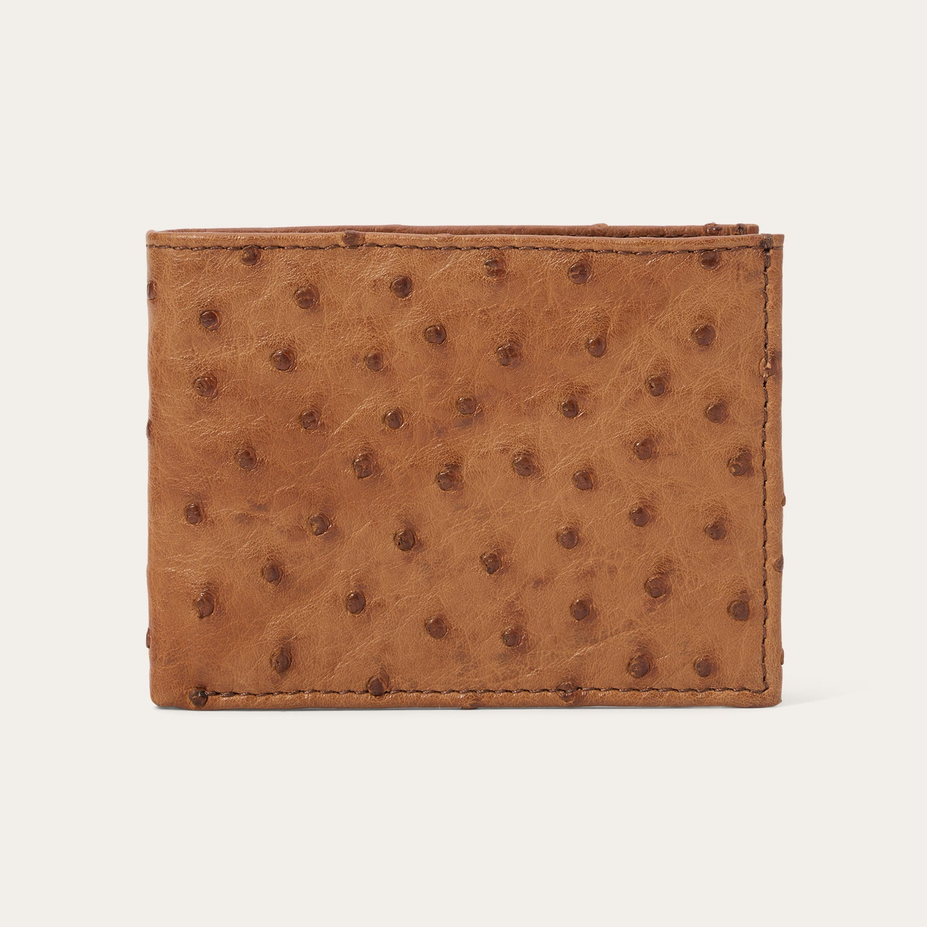 Stetson Ostrich Bi-Fold Wallet in Antique Cognac
