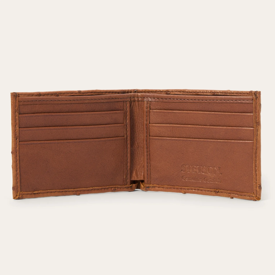 Stetson Ostrich Bi-Fold Wallet in Antique Cognac