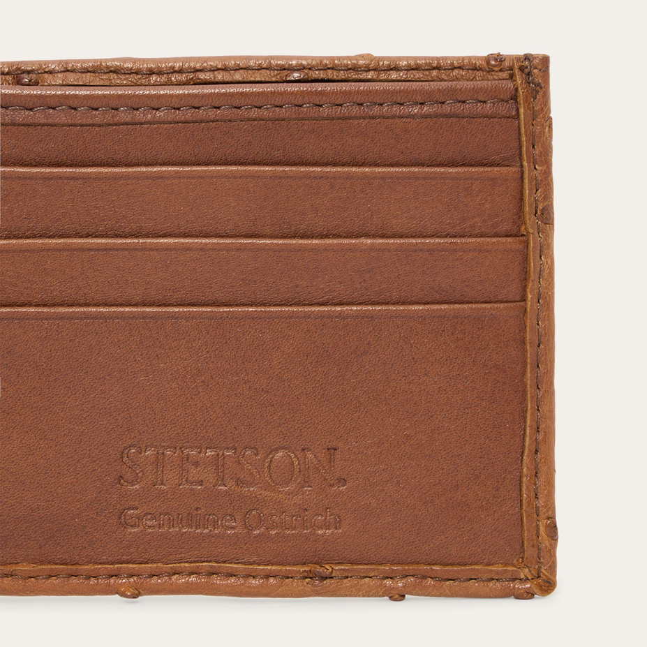 Stetson Ostrich Bi-Fold Wallet in Antique Cognac