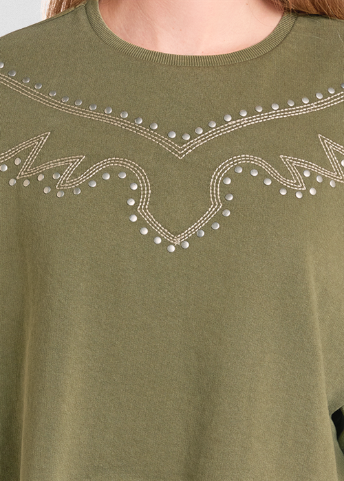 Olive Studded Sweatshirt