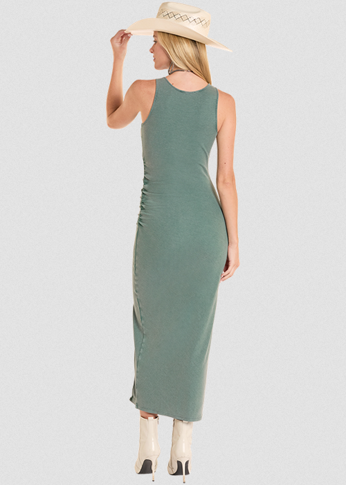 Evergreen Ruched Side Dress