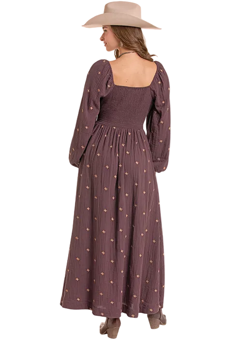 Embroidered Puff Sleeve Dress