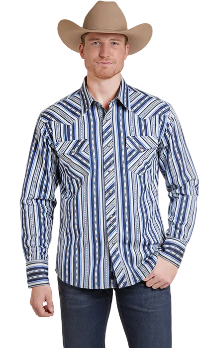 Stripe Printed LS Snap Shirt