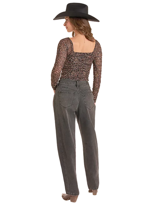 Brown Cheetah Mesh Top