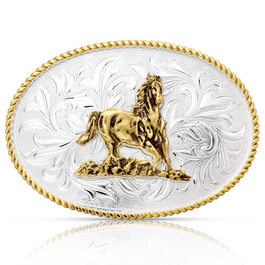 Rosebud Legacy Buckle with Galloping Horse