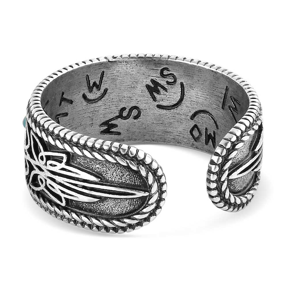 Boot Stitch Turquoise Open Ring
