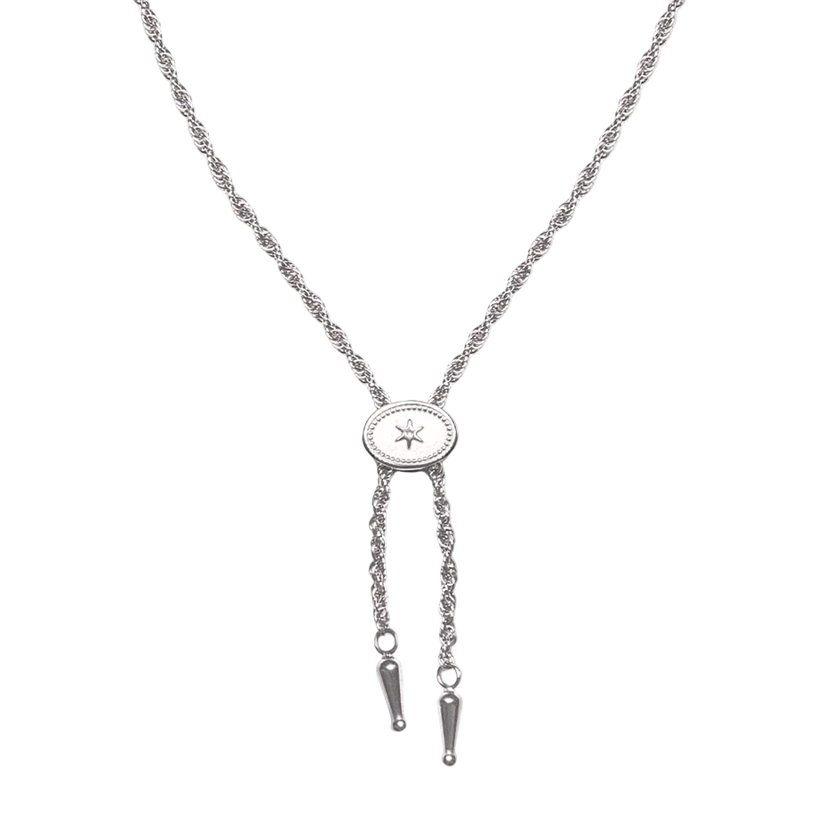 Annley Bolo Tie Necklace Silver