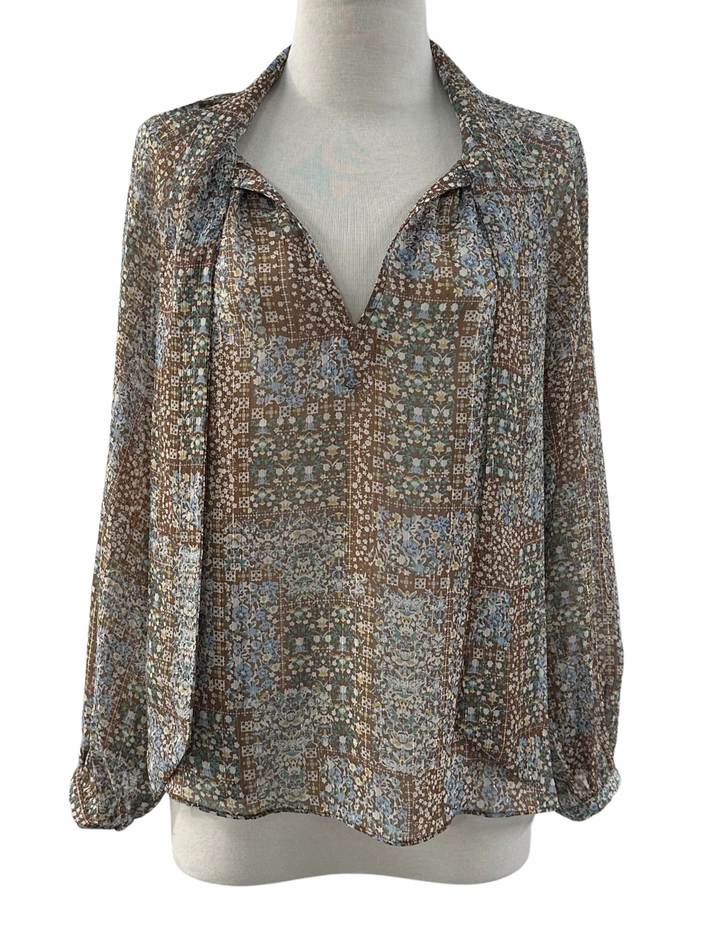 Floral Tie Neck Blouse