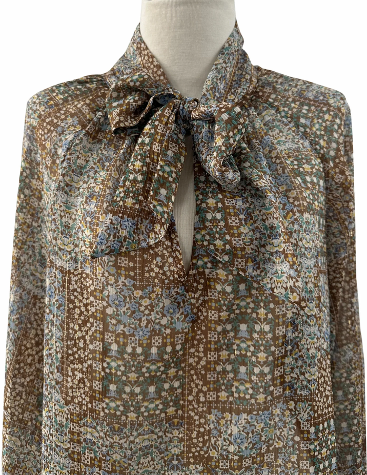 Floral Tie Neck Blouse
