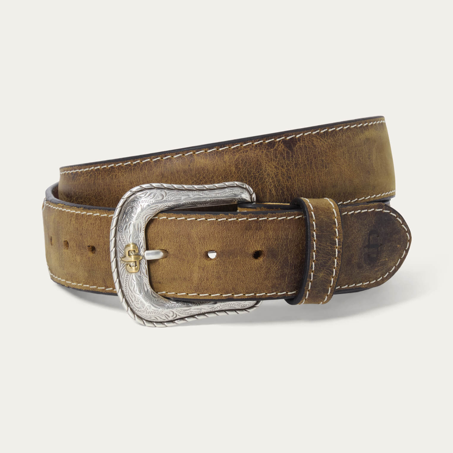 Contrast Stitch Western Tab Belt