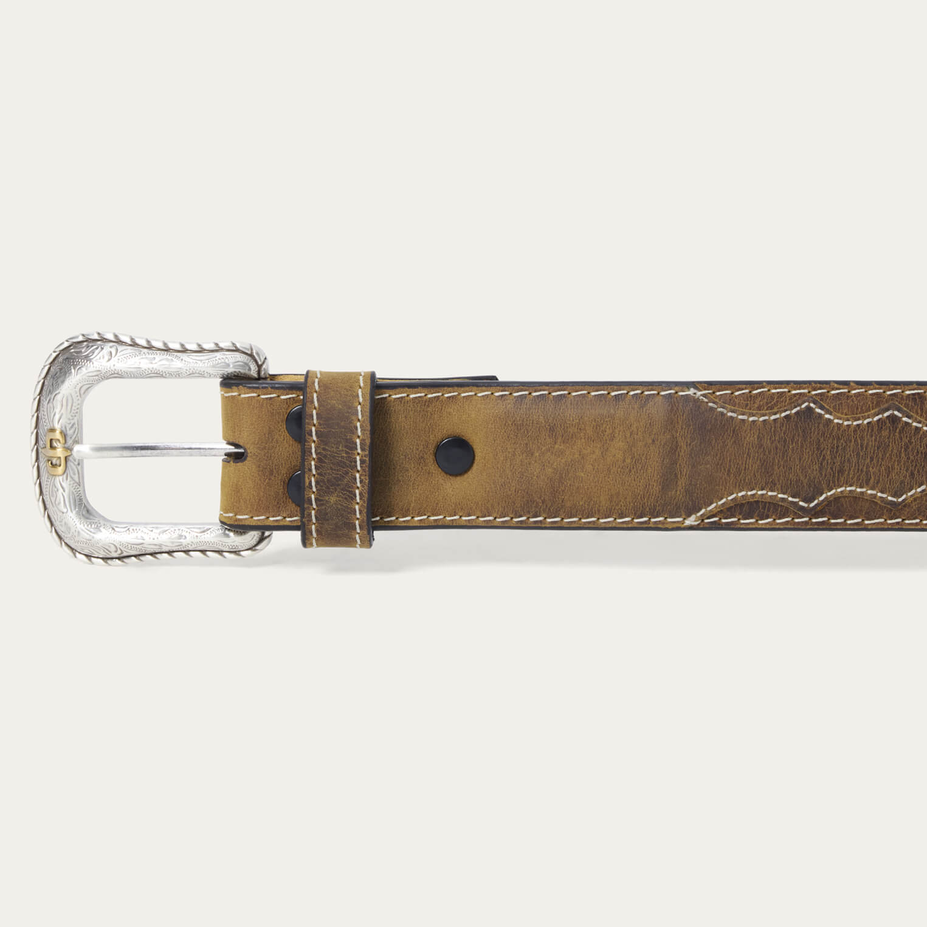 Contrast Stitch Western Tab Belt