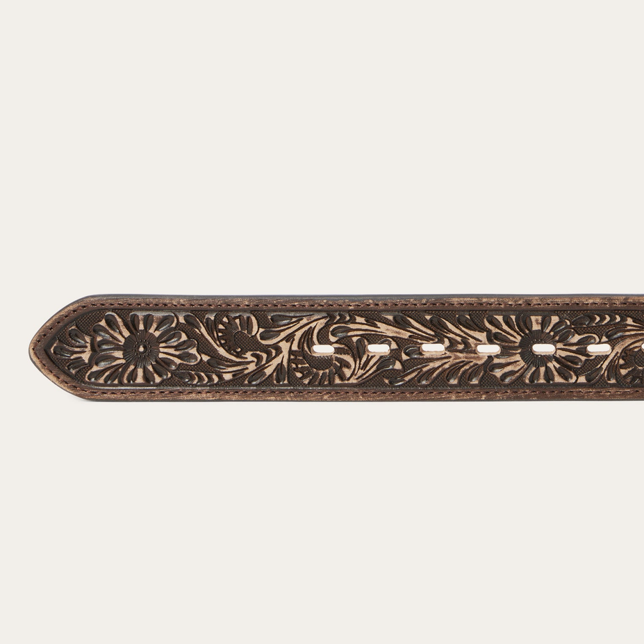 Hair-on-Hide Tooled Tab Belt
