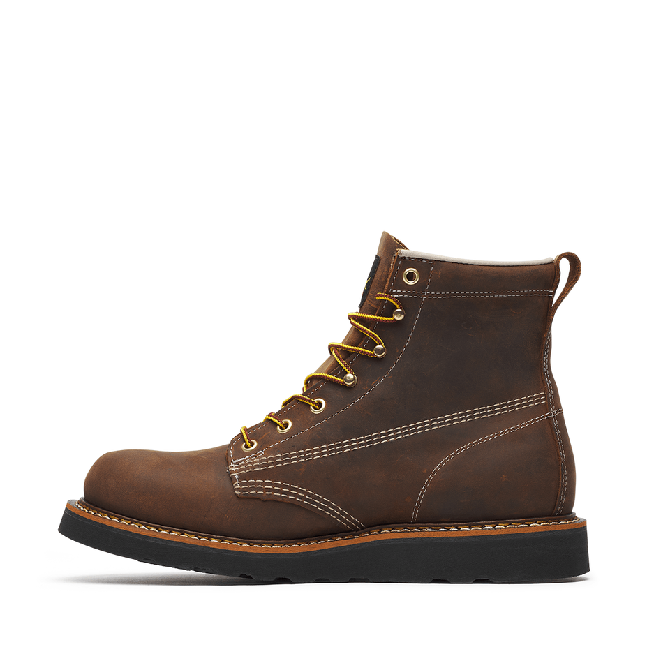 American Heritage – 6″ Crazy Horse Plain Toe Black MAXWear Wedge