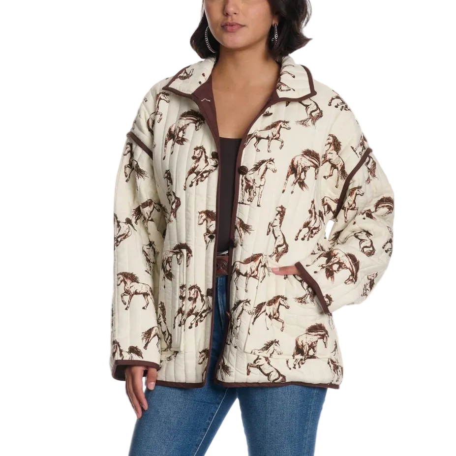 Quilted Horse Print Jacket