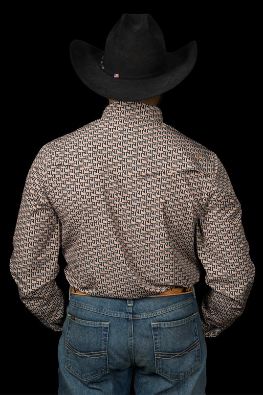 Clark Long Sleeve Pearl Snap Shirt in Brown