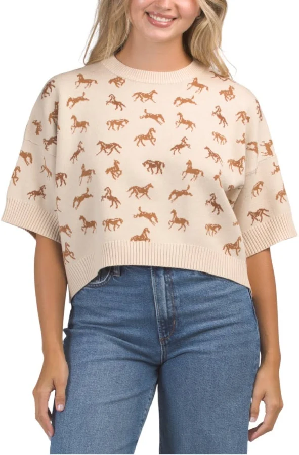 Elbow Sleeve Horse Sweater