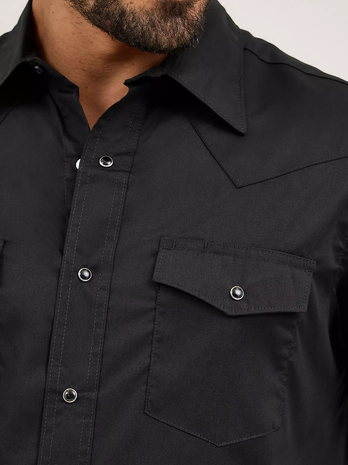 Solid Broadcloth Western Snap Shirt -  3XL