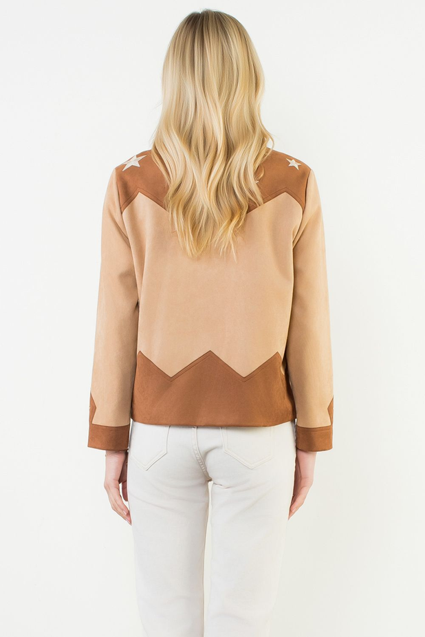 Star Embellishment Suede Jacket
