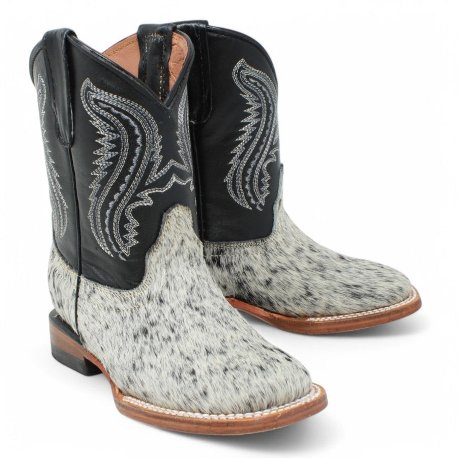 Kids Black Leather Cowhide Boot