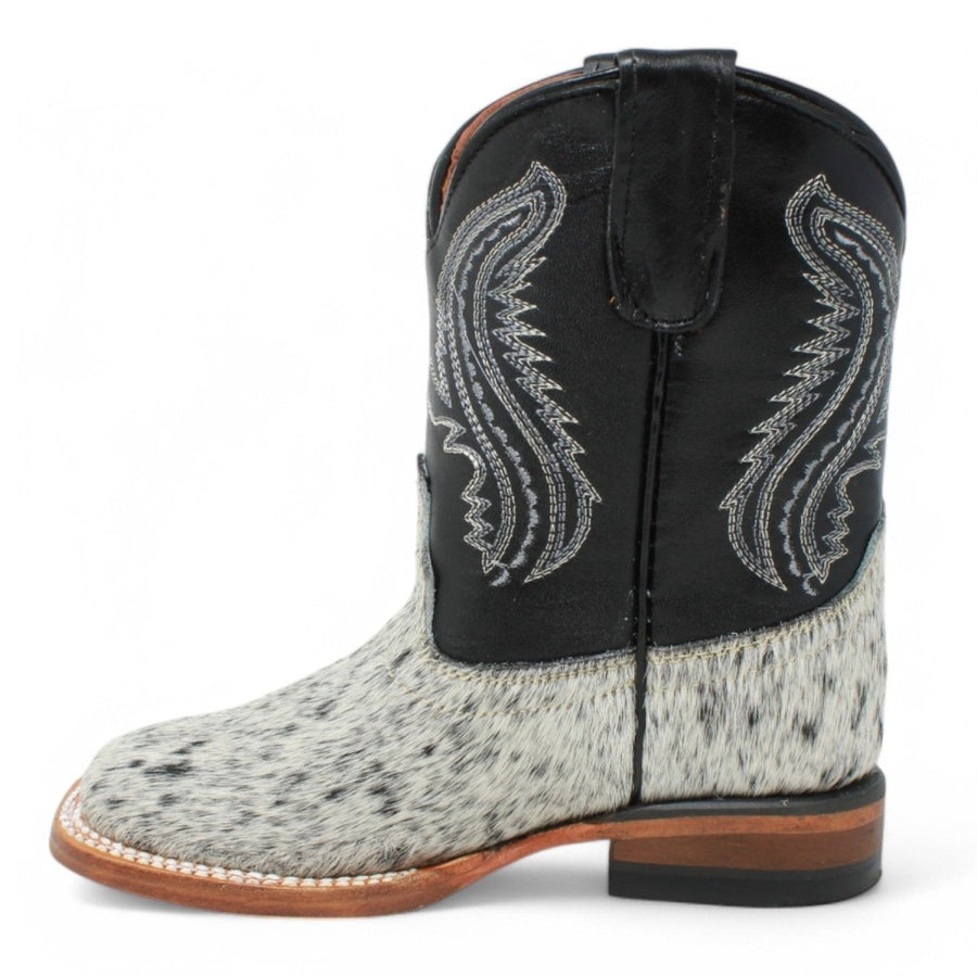 Kids Black Leather Cowhide Boot