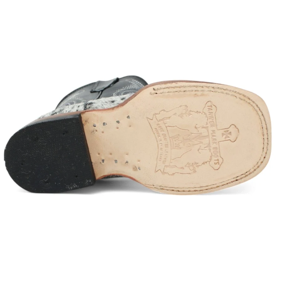 Kids Black Leather Cowhide Boot