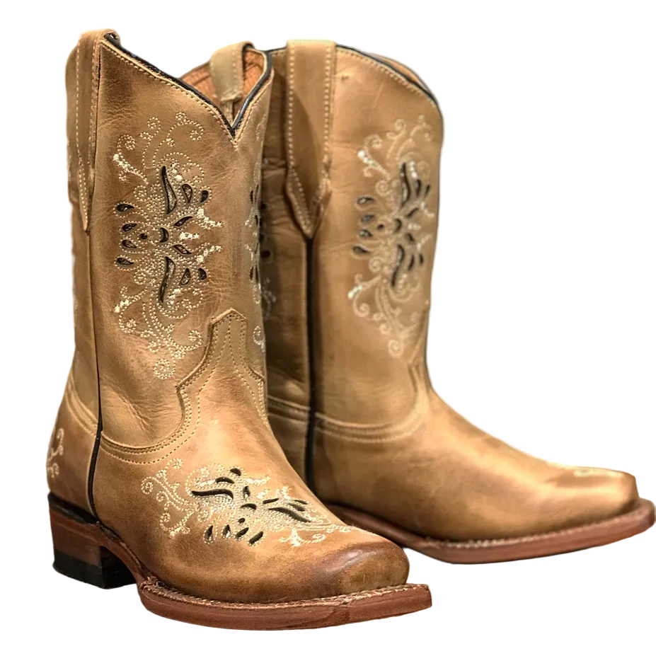 Kids Mesquite Burnished Sand Western Boots
