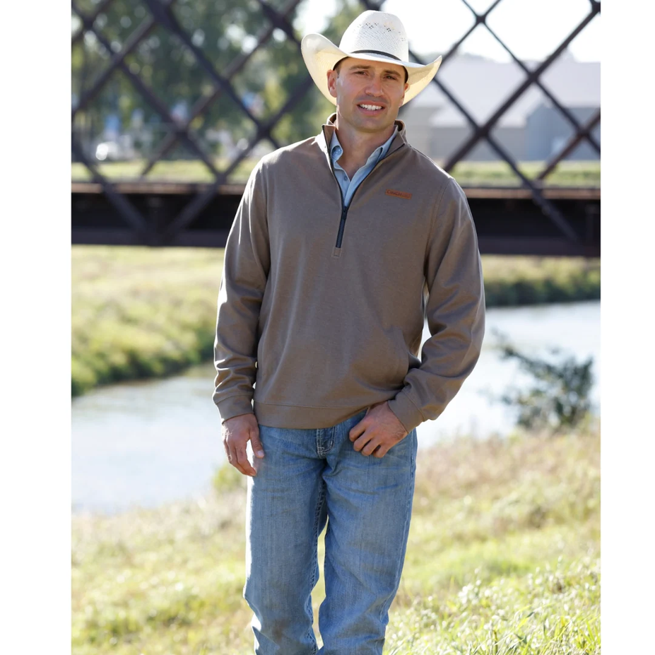 Men's Brown 1/2 Zip Knit Pullover