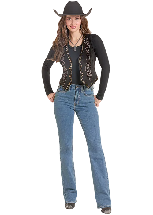 Microsuede Embroidered Vest