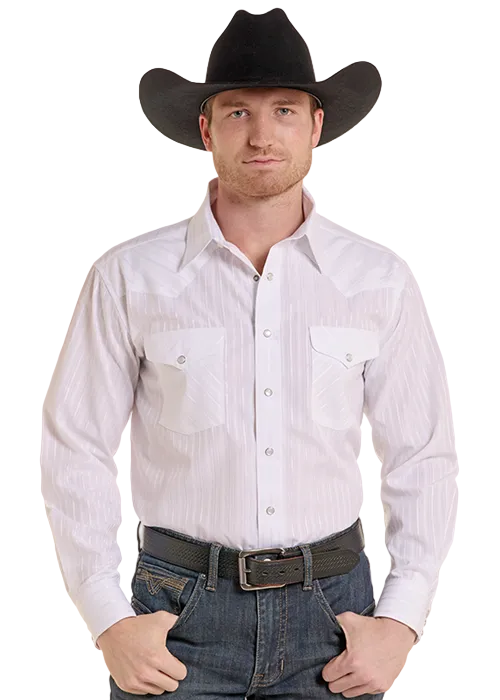 80/20 Satin Stripe Long Sleeve Snap Shirt