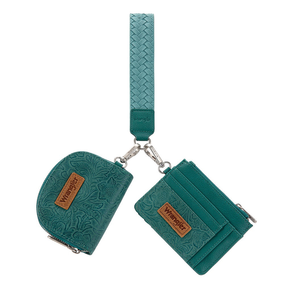 Floral Tooled 2-Piece RFID Wallet Set - WG-WL-608-0051-GN