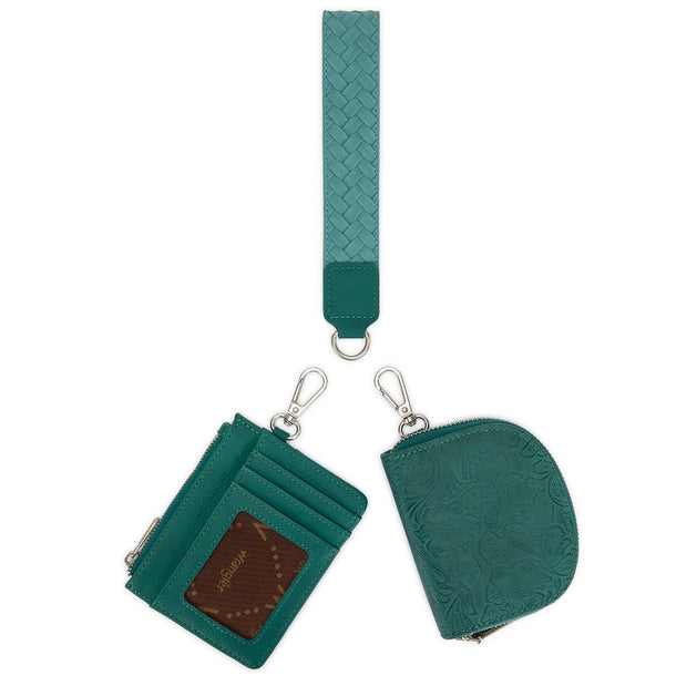 Floral Tooled 2-Piece RFID Wallet Set - WG-WL-608-0051-GN