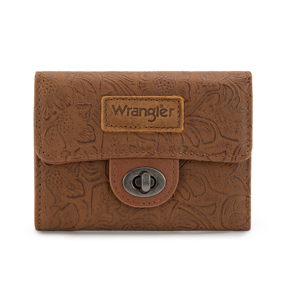 Floral Embossed RFID Trifold Wallet - WG338-W100BR