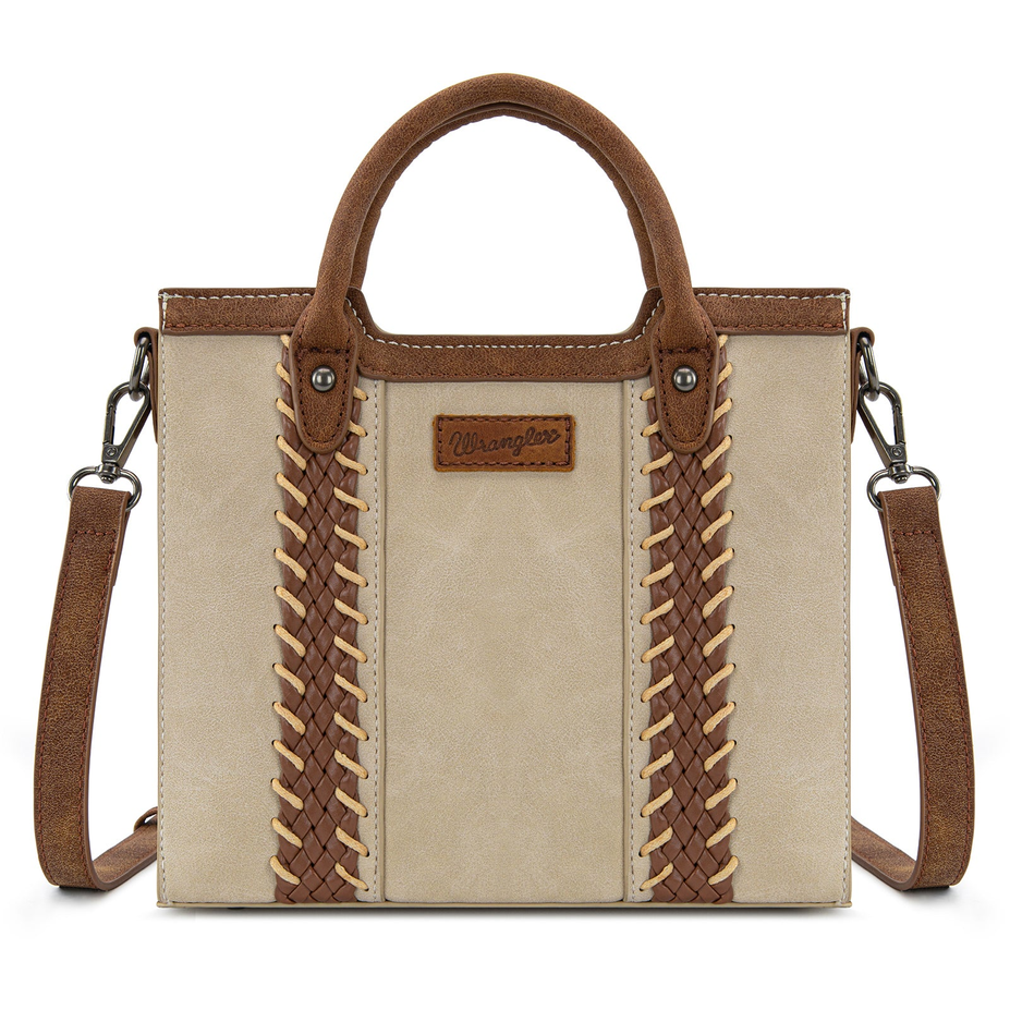 Braided Whipstitch Top Handle Small Tote/Crossbody Bag  - WG217-889BG