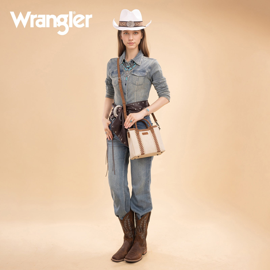 Braided Whipstitch Top Handle Small Tote/Crossbody Bag  - WG217-889BG
